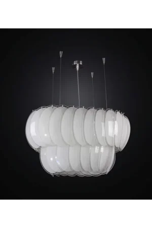 A Buon Prezzo Lampadario moderno ovale design vetrofusione due piani a 5 luci BGA 2654/s65O