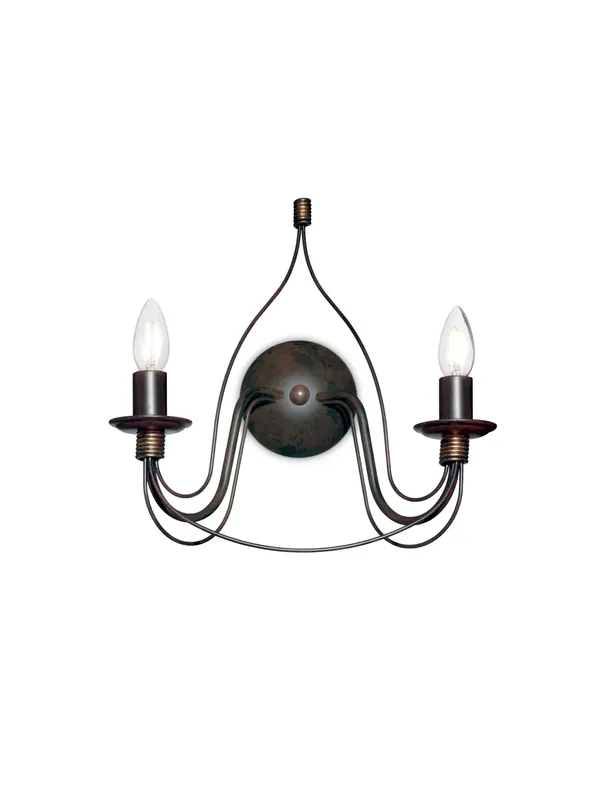 Applique a 2 luci in ferro battuto ruggine DL1775 Subito Disponibile
