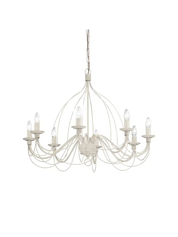 Offerta Limitata Lampadario 8 luci in ferro battuto bianco antico DL1773