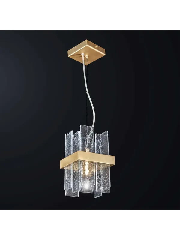 Ultima Occasione Lampadario a sospensione classico vetro fusione e ottone a 1 luce BGA 3363/p1