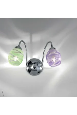 Applique moderno cromato con vetri colorati a 2 luci DP284 Ultima Occasione