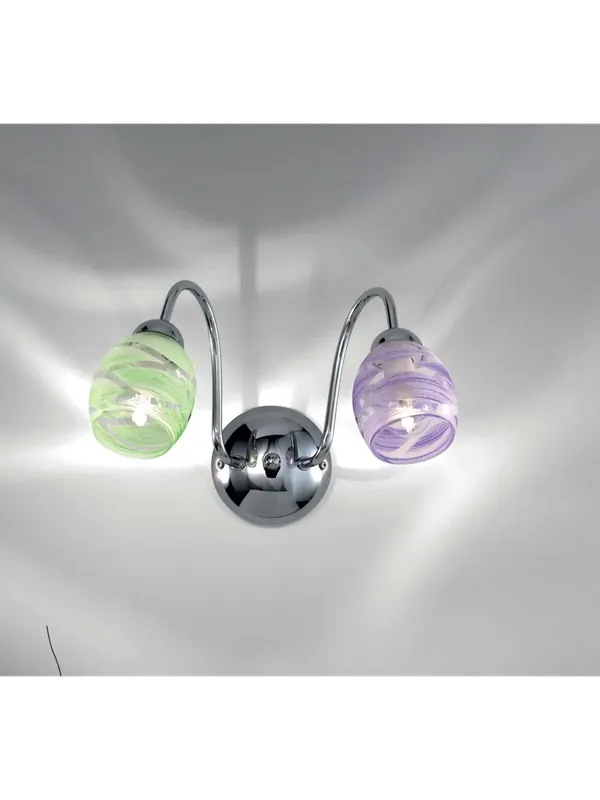 Applique moderno cromato con vetri colorati a 2 luci DP284 Ultima Occasione