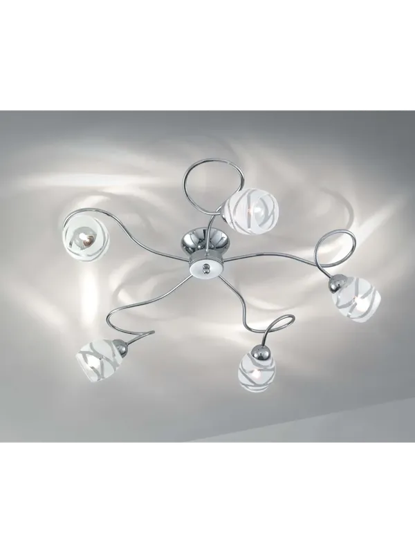 Soddisfatti O Rimborsati Plafoniera moderna cromata con vetri bianchi a 5 luci DP282