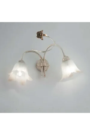Applique classico in ferro battuto avorio con rose a 2 luci DP276 Ultima Occasione