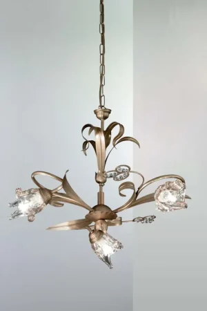 Compra Oggi Stesso Lampadario classico in ferro battuto cristallo oro francese 3 luci DP266