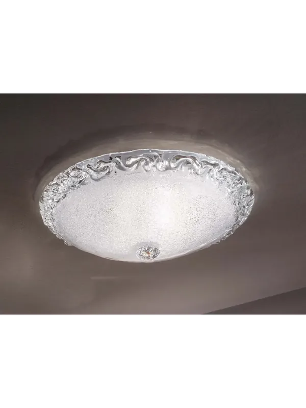 Plafoniera classica in vetro murano granigliato trasparente a 2 luci DP222 Nuovo Arrivo