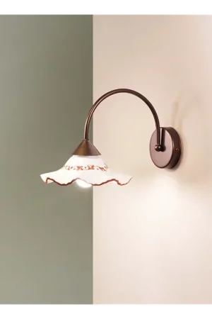 A Buon Prezzo Applique rustico classico in ferro battuto e ceramica a 1 luce DP208