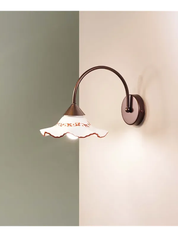 A Buon Prezzo Applique rustico classico in ferro battuto e ceramica a 1 luce DP208