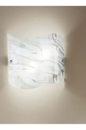Ultima Occasione Applique da parete moderno in vetro bianco e tortora a 2 luci DP204