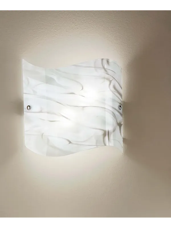 Ultima Occasione Applique da parete moderno in vetro bianco e tortora a 2 luci DP204