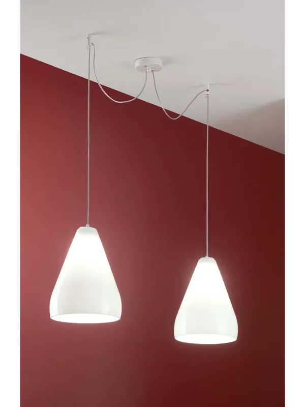 Nuovo Arrivo Lampadario a sospensione moderno in vetro soffiato bianco a 2 luci DP203