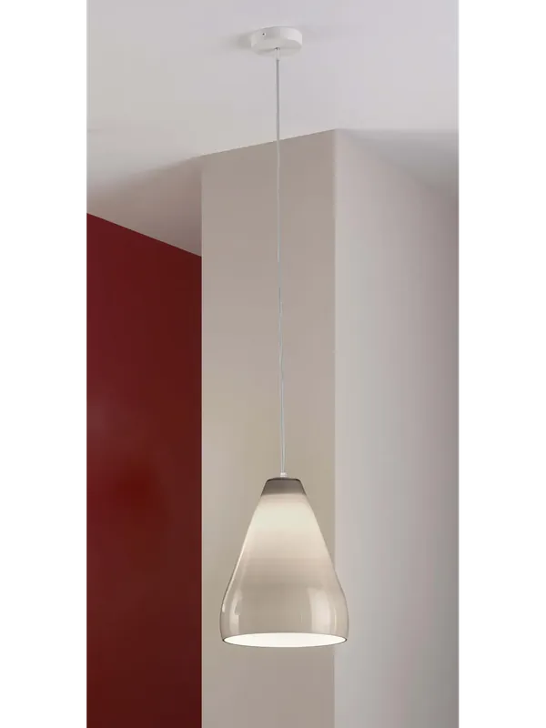 Lampadario a sospensione moderno in vetro soffiato tortora a 1 luce DP202 Novità