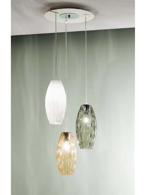 Lampadario a sospensione in vetro soffiato multicolor a 3 luci DP193 Acquista Ora