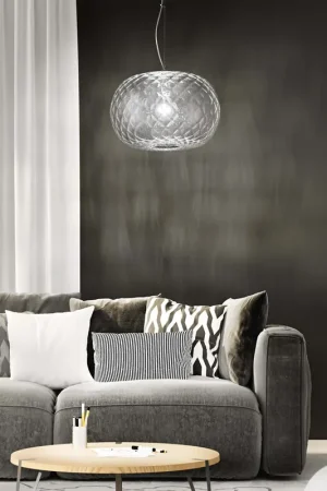 Sconto Lampadario a sospensione in vetro soffiato trasparente a 1 luce DP190