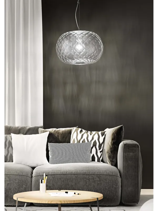 Sconto Lampadario a sospensione in vetro soffiato trasparente a 1 luce DP190