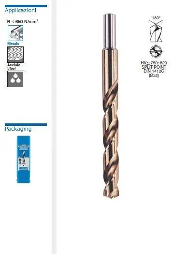PUNTA HSS DIN 338 RETTIFICATA CODOLO RIDOTTO Ø 15,0mm per metalli, ferro, acciaio Consegna Rapida