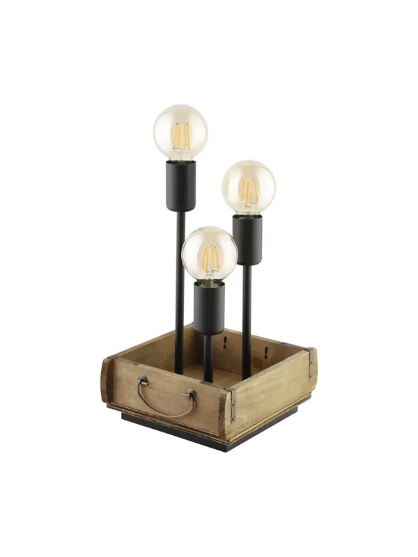 Lampada da tavolo vintage design rustico in legno 3 luci GL0214 per soggiorno Miglior Prezzo