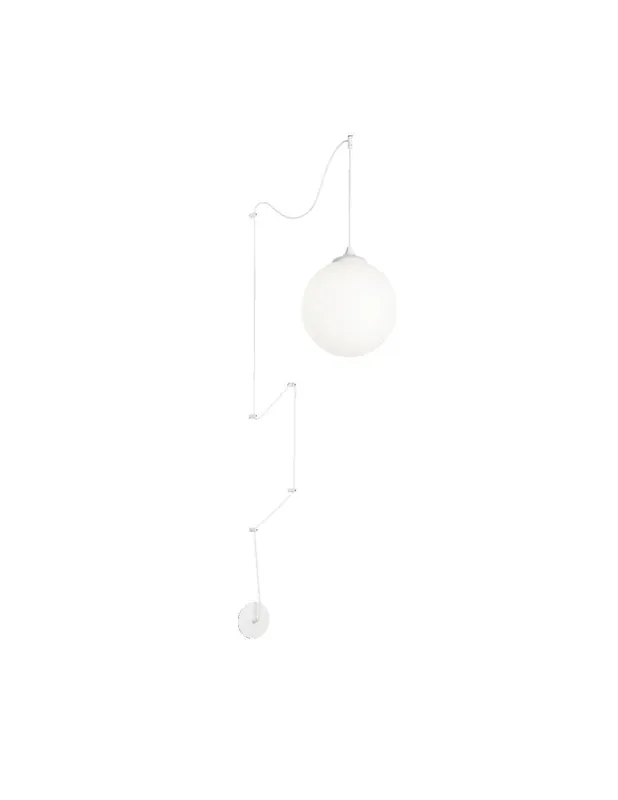 Spedizione Espresso Ideal Lux Boa SP1 lampadario a palla con diffusore in vetro soffiato bianco acidato E27 60W