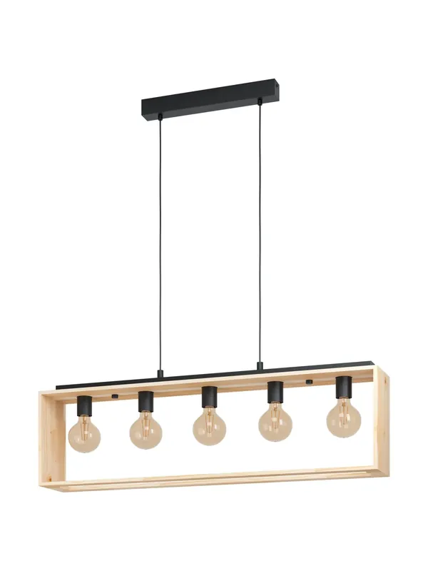 Lampadario a sospensione moderno vintage legno 5 luci GL0173 per cucina Esclusivo