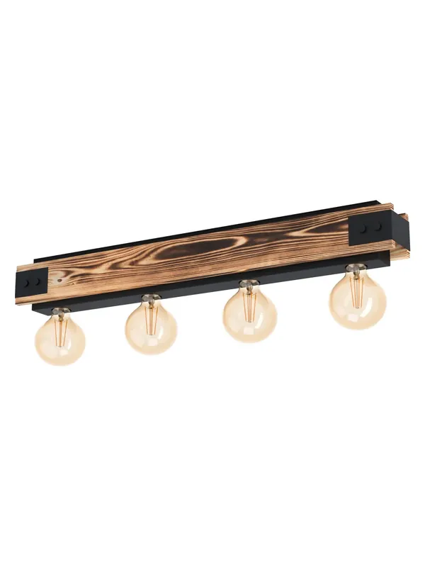 Plafoniera rustica legno vintage 4 luci GL0154 per cucina camera Offerta Del Giorno