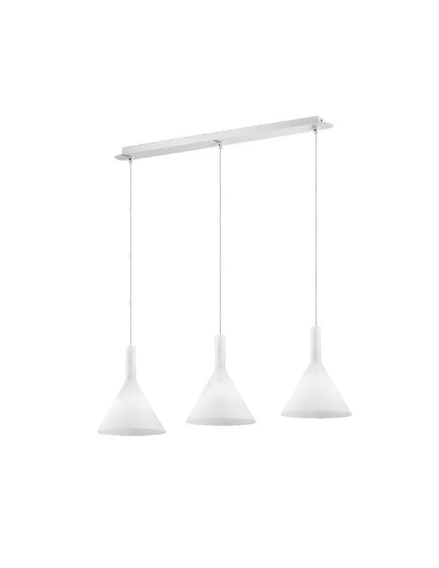 Ideal Lux Cocktail SP3 lampadario moderno soggiorno in vetro soffiato acidato bianco E14 40W Occasione