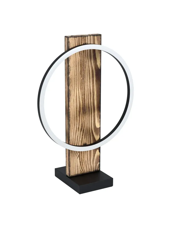 Esclusivo Lumetto moderno a led nero con legno antico per soggiorno camera GL0040