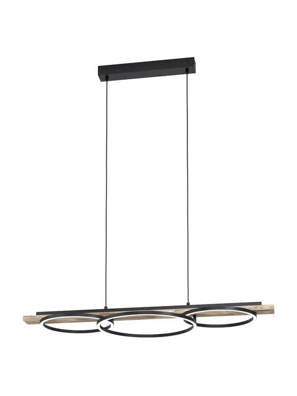 Lampadario moderno a led nero con legno antico per soggiorno cucina GL0038 Esclusivo