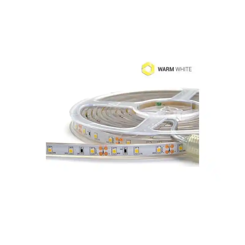 Popolare striscia strip led 12v 300smd 3528 bianco caldo 3000k 24w 4,8w al metro 5metri ip 67 0637