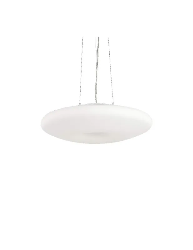Occasione Ideal Lux Glory SP3 D50 lampadario moderno per soggiorno in vetro bianco soffiato e acidato E27 60W