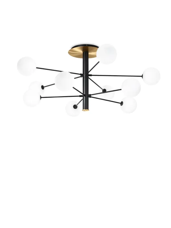 Bestseller Plafoniera moderna minimal design nero oro 10 luci per soggiorno DL1726