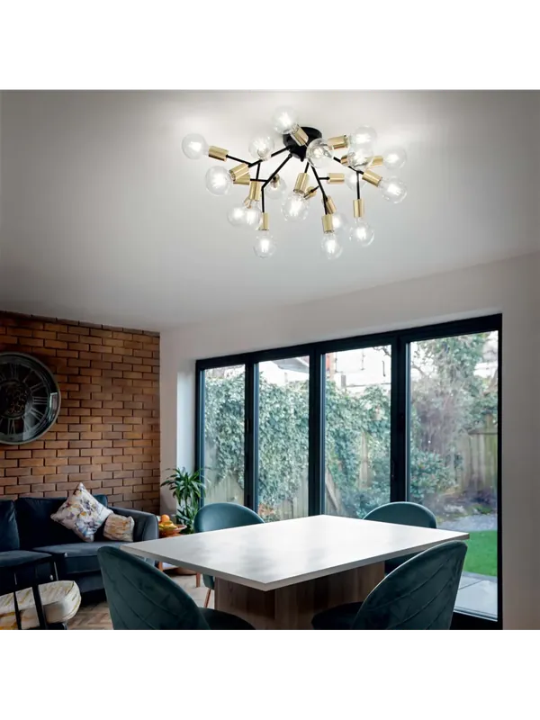 Plafoniera moderna minimal design nero oro 20 luci per soggiorno DL1725 Prezzo Di Fabbrica