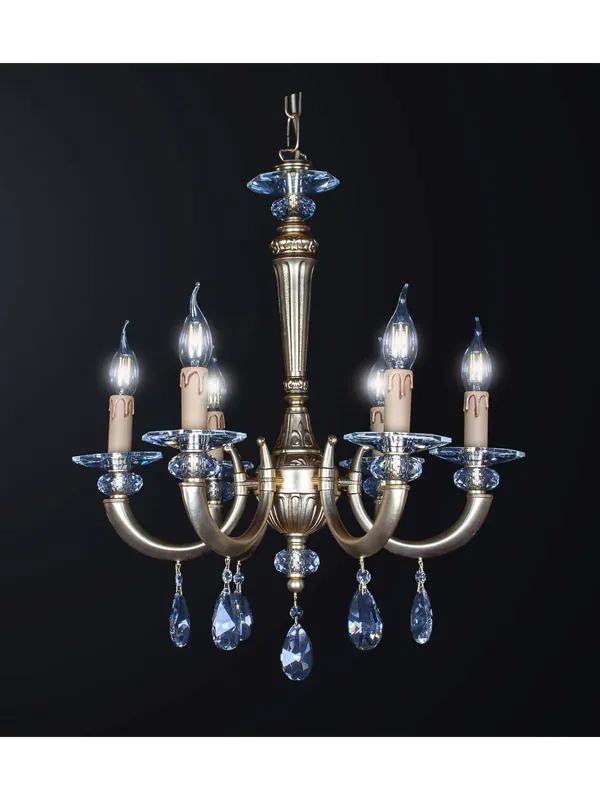 Lampadario classico in ottone e cristallo 6 luci BGA 3319/6 design swarovsky Offerta