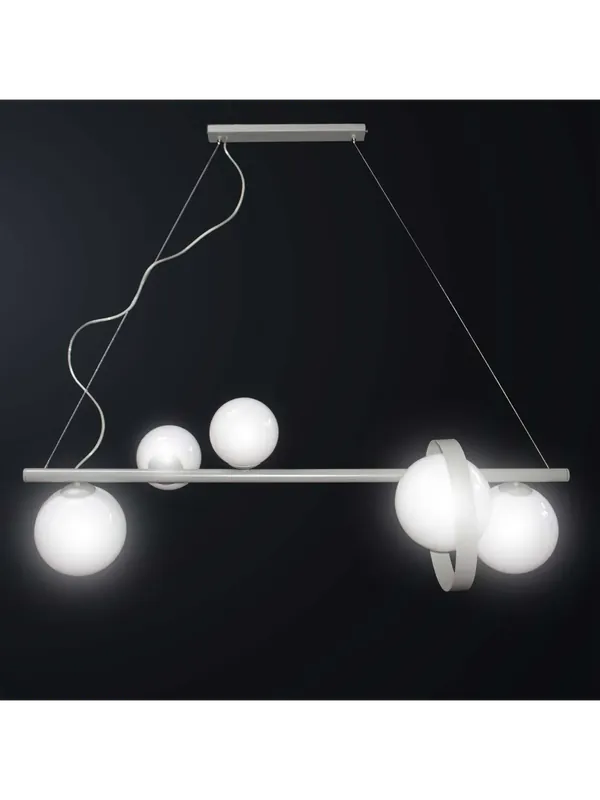 Lampadario moderno design tortora con sfere bianche a 5 luci BGA 3317/s5 Miglior Prezzo