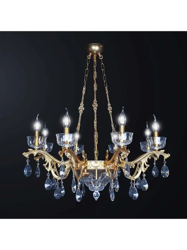 Lampadario classico in ottone e cristallo 10 luci BGA 3315/10 design swarovsky Ultime Pezzi