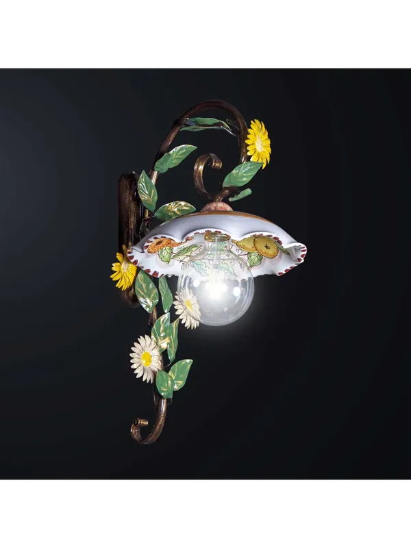 Compra Online Applique classico rustico ferro battuto e ceramica primavera 1 luce BGA 3314/1