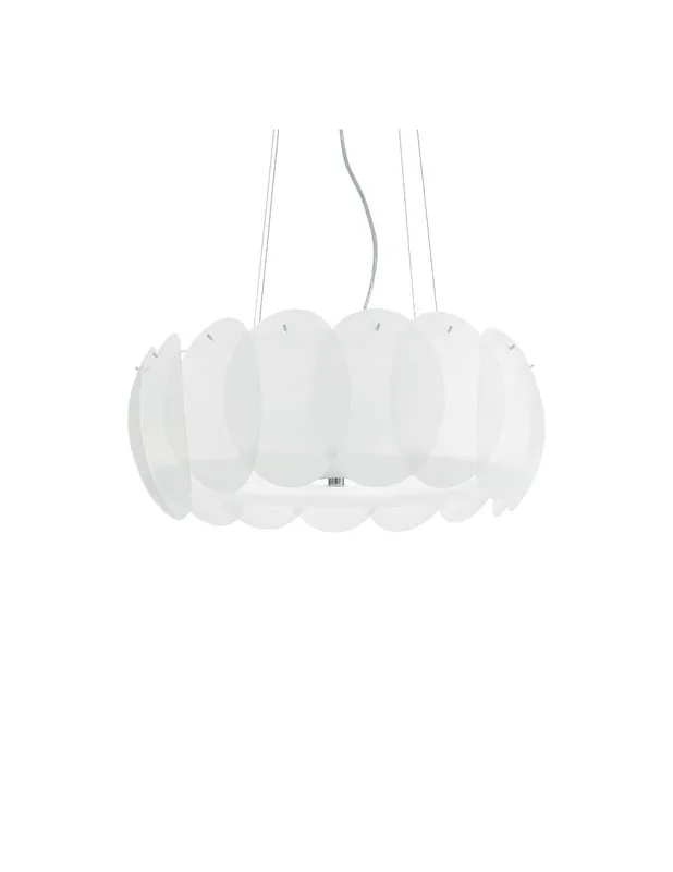 Offerta Speciale Ideal Lux Ovalino SP8 lampadario da cucina moderno in lastra di vetro acidata e curvata E27 60W