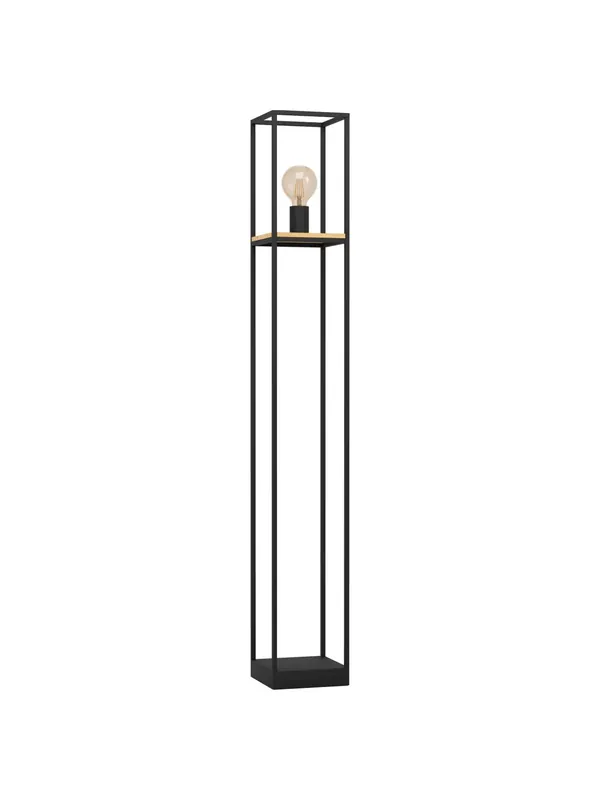 Quantità Limitata Piantana moderna vintage nero e legno 1 luce per soggiorno GL0036