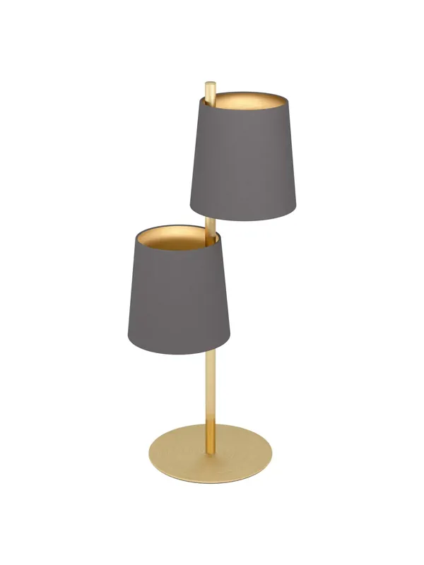 Lume lampada moderna tessuto tortora e oro 2 luci per soggiorno GL0029 Spedizione Espresso