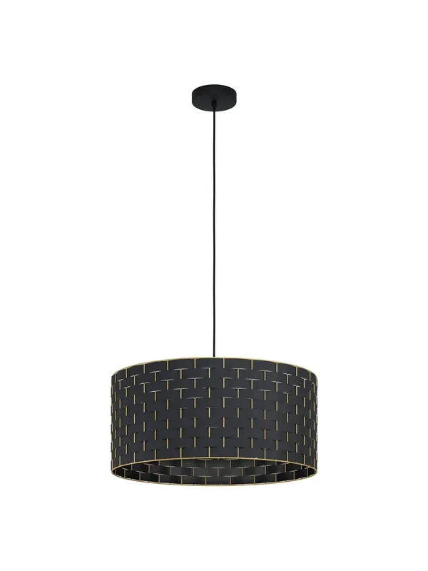 Lampadario moderno tessuto nero e oro 1 luce per soggiorno camera GL0022 Subito Disponibile