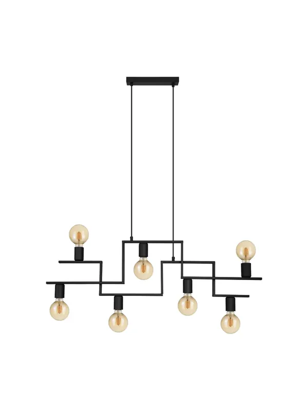 Economico Lampadario moderno minimal nero a 7 luci GL0145 per soggiorno camera