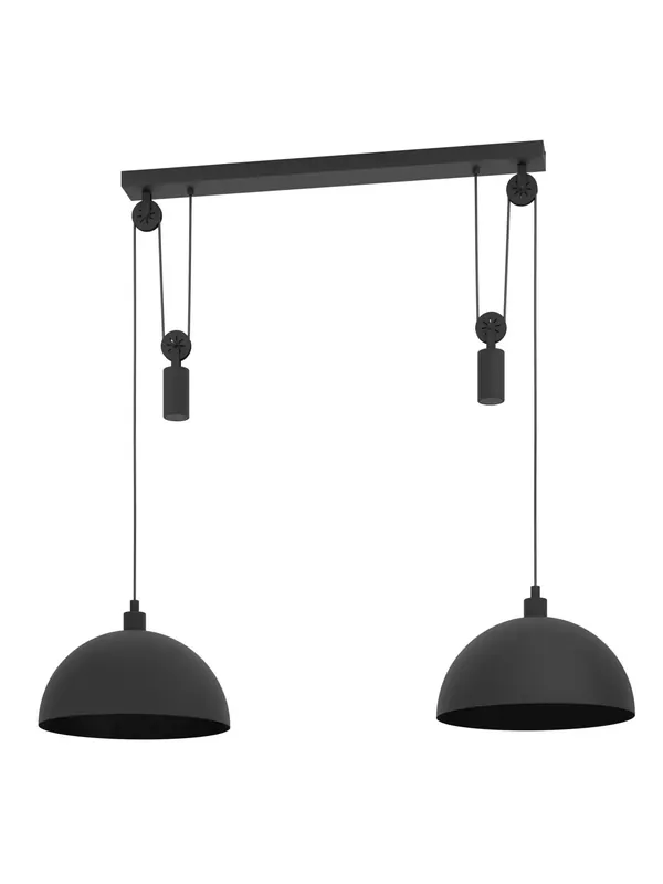 Offerta Lampo Lampadario moderno vintage in metallo nero con peso a 2 luci GL1807