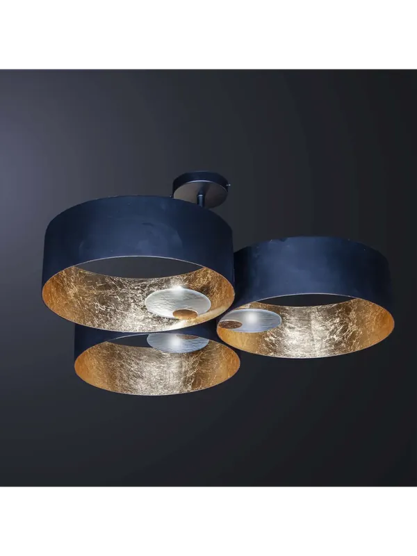 Plafoniera moderna nera e foglia oro a 3 luci BGA 3337/3 Nuova Collezione