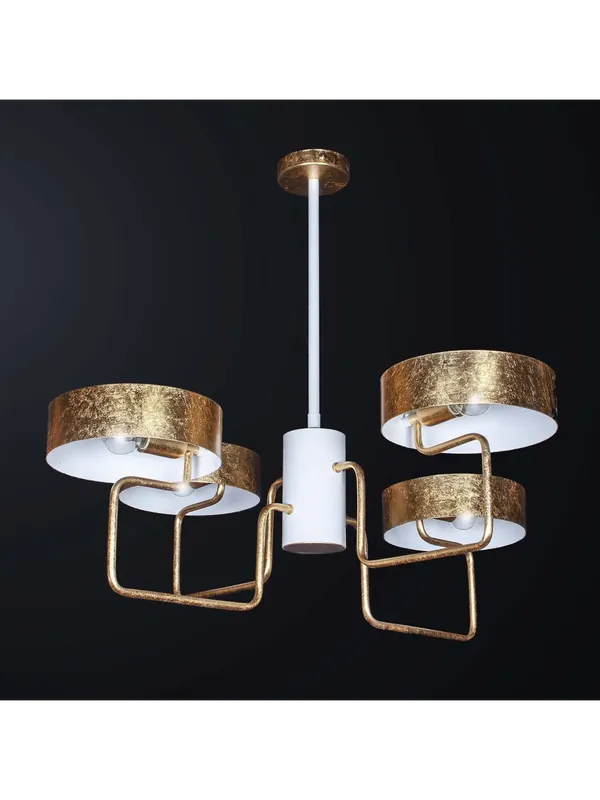 Professionale Lampadario contemporaneo bianco e foglia oro a 4 luci BGA 3334/4