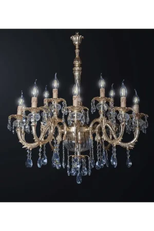 A Buon Prezzo Lampadario classico in ottone e cristallo 15 luci BGA 3326/15 design swarovsky