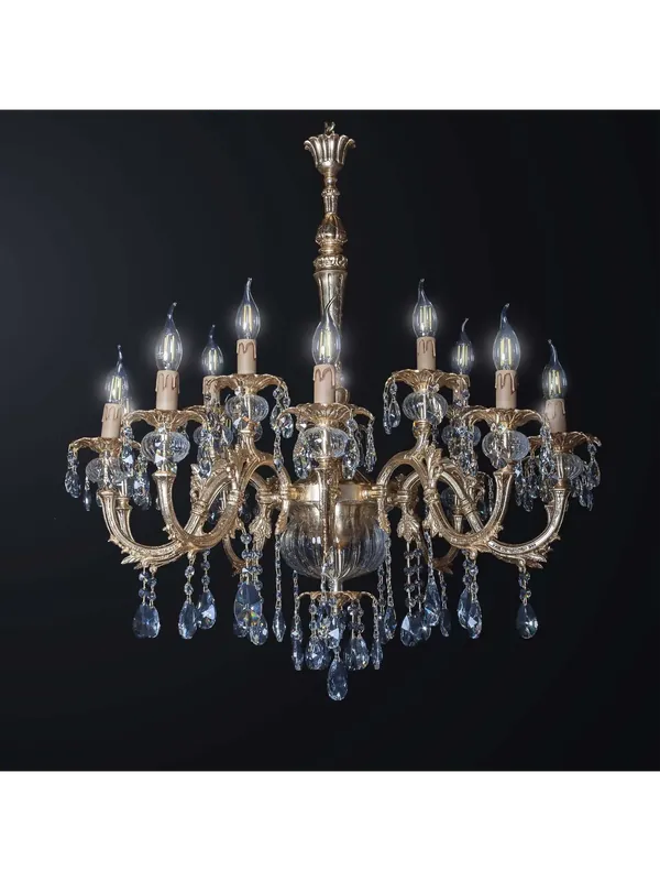A Buon Prezzo Lampadario classico in ottone e cristallo 15 luci BGA 3326/15 design swarovsky