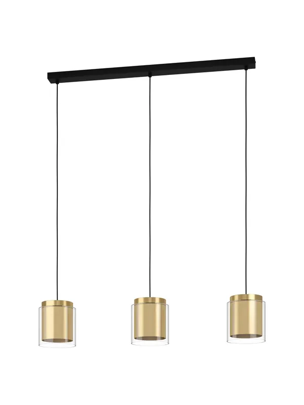 Lampadario a sospensione moderno vetro oro 3 luci per cucina GL0084 Novità