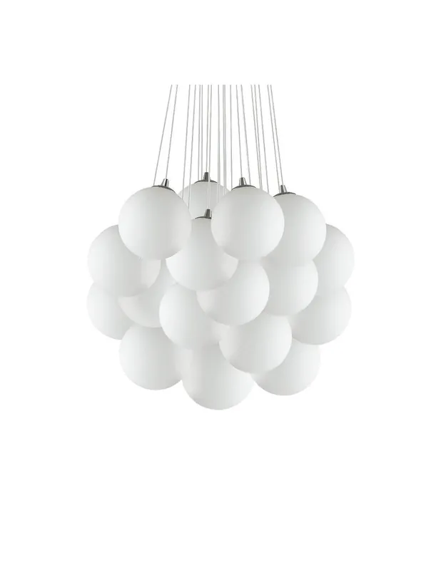 Compra Oggi Stesso Ideal Lux Mapa Plus SP22 lampadario moderno a sfera in vetro bianco soffiato e acidato E14 40W