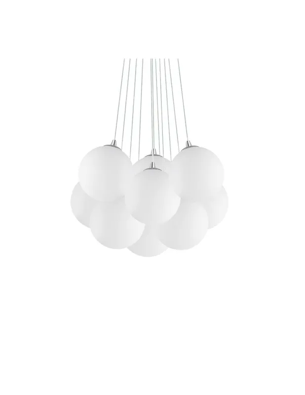 Ideal Lux Mapa Plus SP11 lampadario moderno a sfera in vetro bianco soffiato e acidato E14 40W Occasione