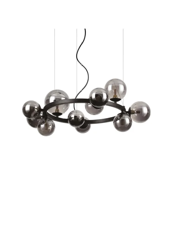 Lampadario moderno design nero con sfere 11 luci per camera soggiorno DL1675 Popolare