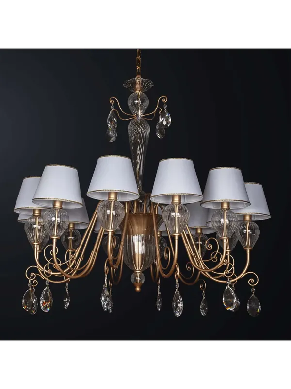 Spedizione Espresso Lampadario classico in metallo e cristallo a 12 luci BGA 3298/12